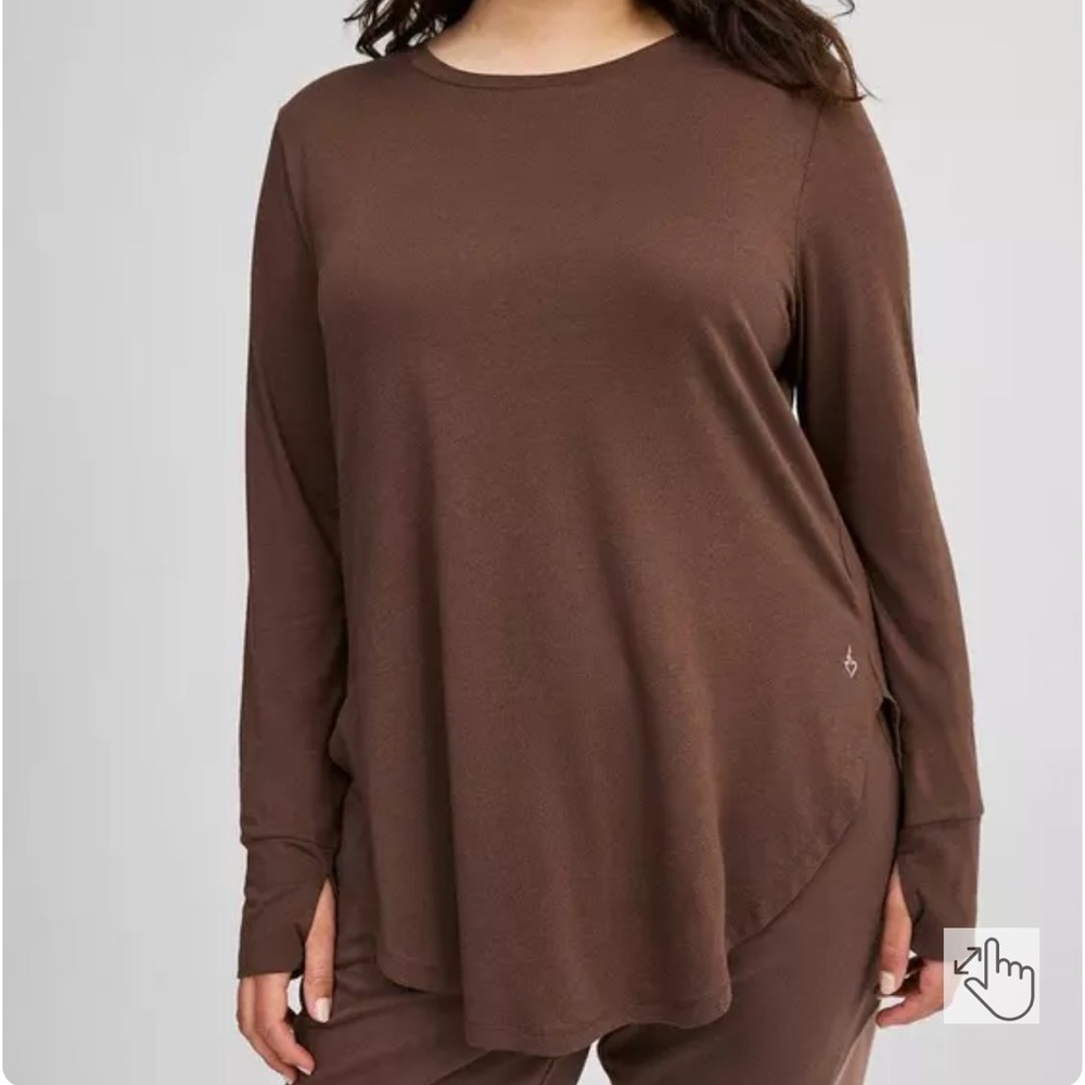 NWT Torrid Brown Performance Cotton Tunic Length Tee Size 3